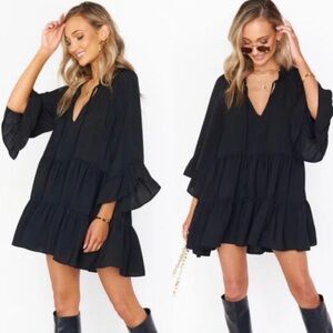 New NWT Show Me Your Mumu Black Viola Tiered Mini Dress - XXL